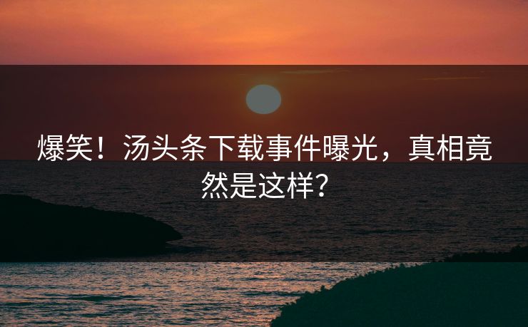爆笑！汤头条下载事件曝光，真相竟然是这样？