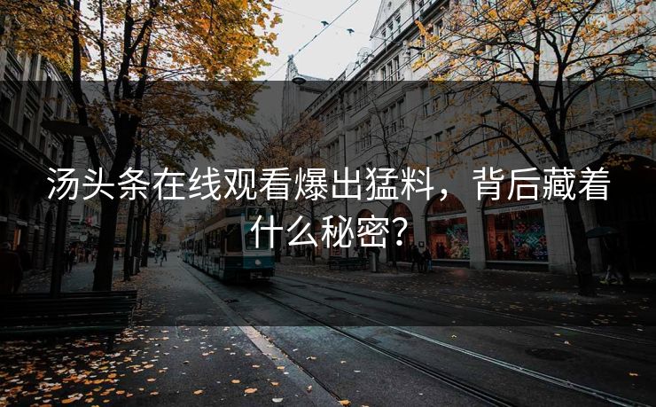 汤头条在线观看爆出猛料，背后藏着什么秘密？