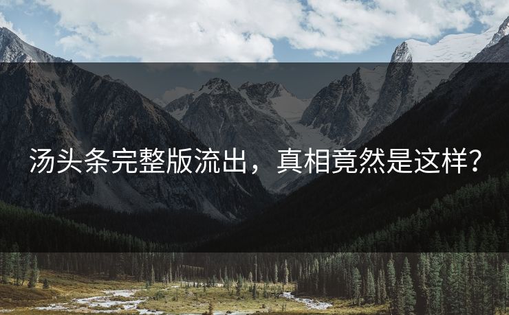 汤头条完整版流出，真相竟然是这样？