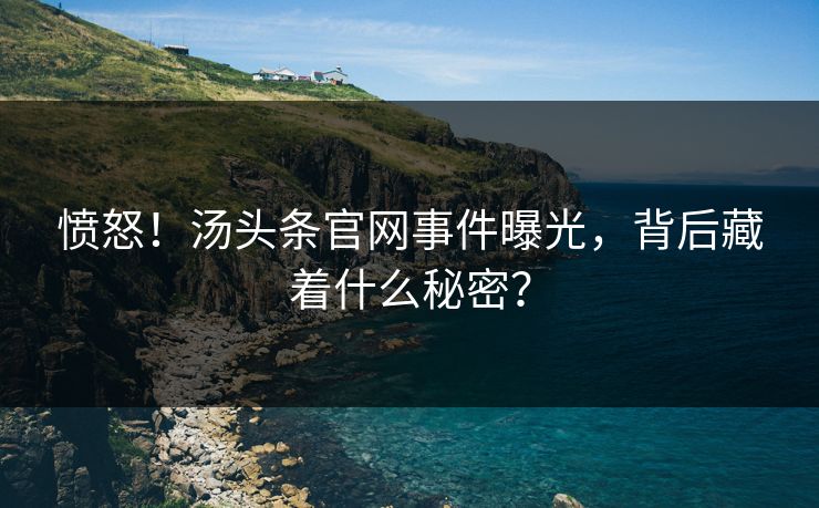 愤怒！汤头条官网事件曝光，背后藏着什么秘密？