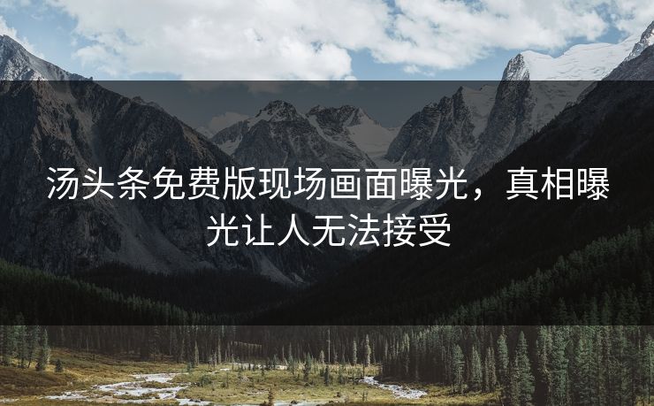 汤头条免费版现场画面曝光，真相曝光让人无法接受