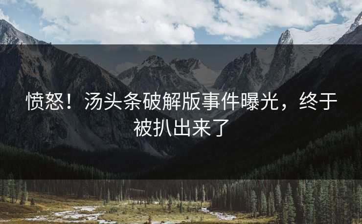 愤怒！汤头条破解版事件曝光，终于被扒出来了