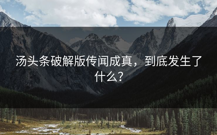 汤头条破解版传闻成真，到底发生了什么？