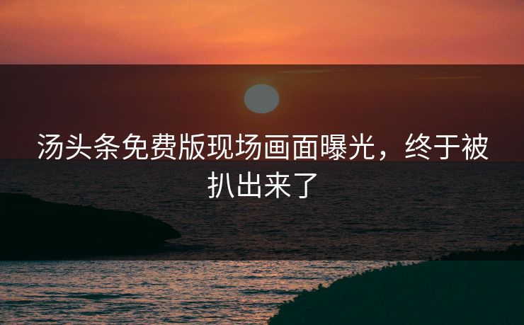 汤头条免费版现场画面曝光，终于被扒出来了