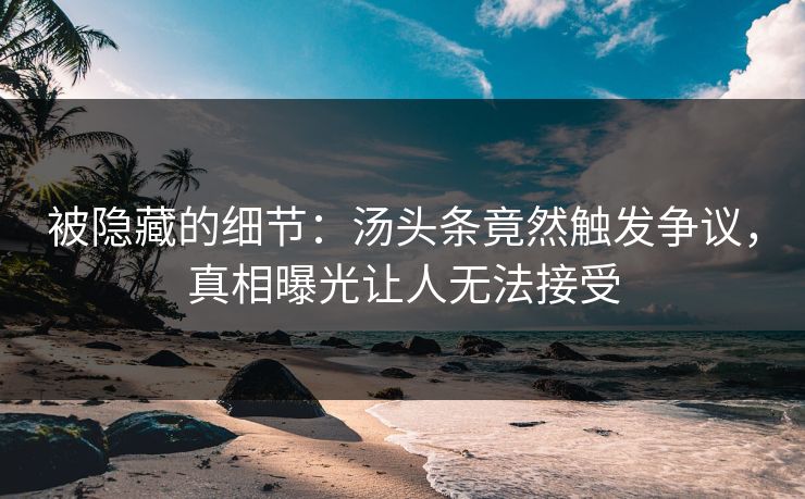 被隐藏的细节：汤头条竟然触发争议，真相曝光让人无法接受