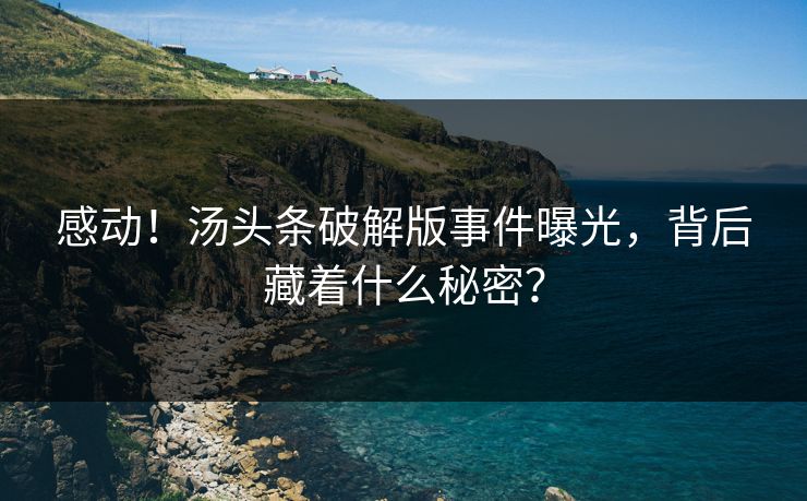 感动！汤头条破解版事件曝光，背后藏着什么秘密？