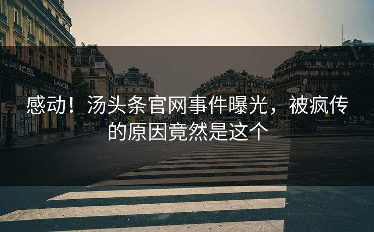 感动！汤头条官网事件曝光，被疯传的原因竟然是这个