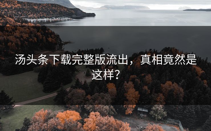 汤头条下载完整版流出，真相竟然是这样？