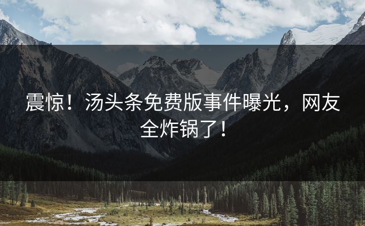 震惊！汤头条免费版事件曝光，网友全炸锅了！