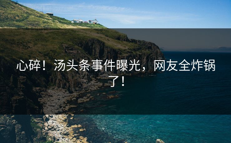 心碎！汤头条事件曝光，网友全炸锅了！