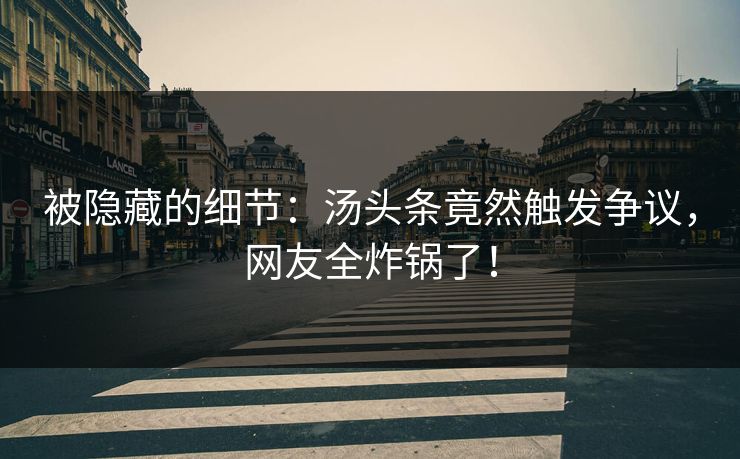 被隐藏的细节：汤头条竟然触发争议，网友全炸锅了！