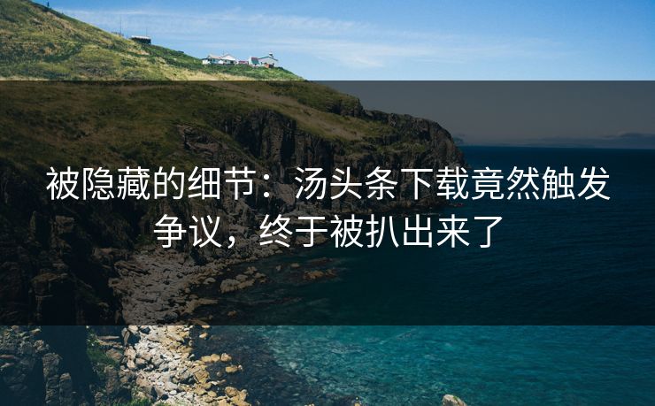 被隐藏的细节：汤头条下载竟然触发争议，终于被扒出来了