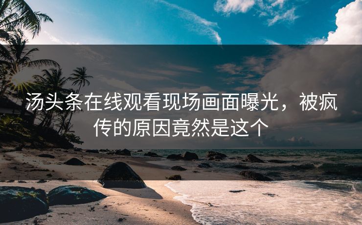 汤头条在线观看现场画面曝光，被疯传的原因竟然是这个