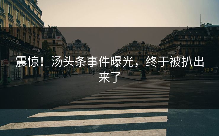 震惊！汤头条事件曝光，终于被扒出来了