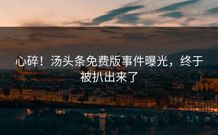 心碎！汤头条免费版事件曝光，终于被扒出来了