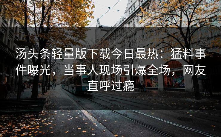汤头条轻量版下载今日最热：猛料事件曝光，当事人现场引爆全场，网友直呼过瘾