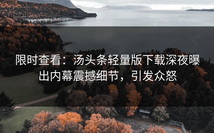 限时查看：汤头条轻量版下载深夜曝出内幕震撼细节，引发众怒