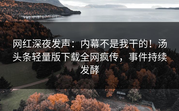网红深夜发声:内幕不是我干的!汤头条轻量版下载全网疯传,事件持续发酵