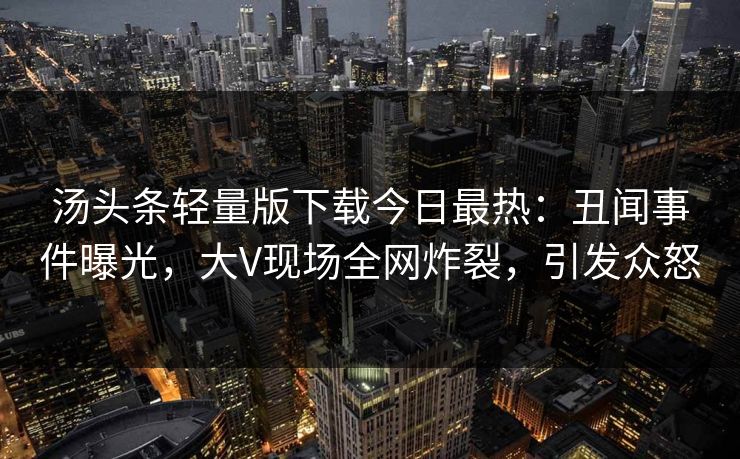 汤头条轻量版下载今日最热：丑闻事件曝光，大V现场全网炸裂，引发众怒