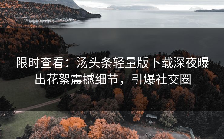 限时查看：汤头条轻量版下载深夜曝出花絮震撼细节，引爆社交圈