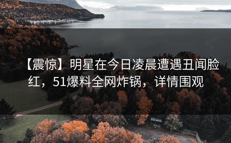 【震惊】明星在今日凌晨遭遇丑闻脸红，51爆料全网炸锅，详情围观