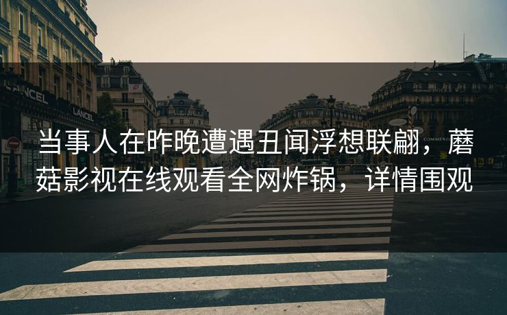 当事人在昨晚遭遇丑闻浮想联翩，蘑菇影视在线观看全网炸锅，详情围观